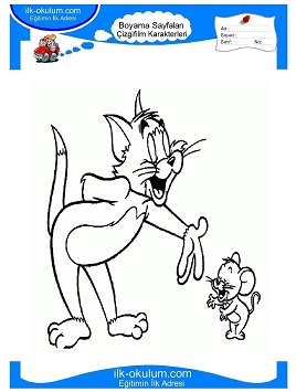 Çocuklar İçin Tom ve Jerry Boyama Sayfaları 